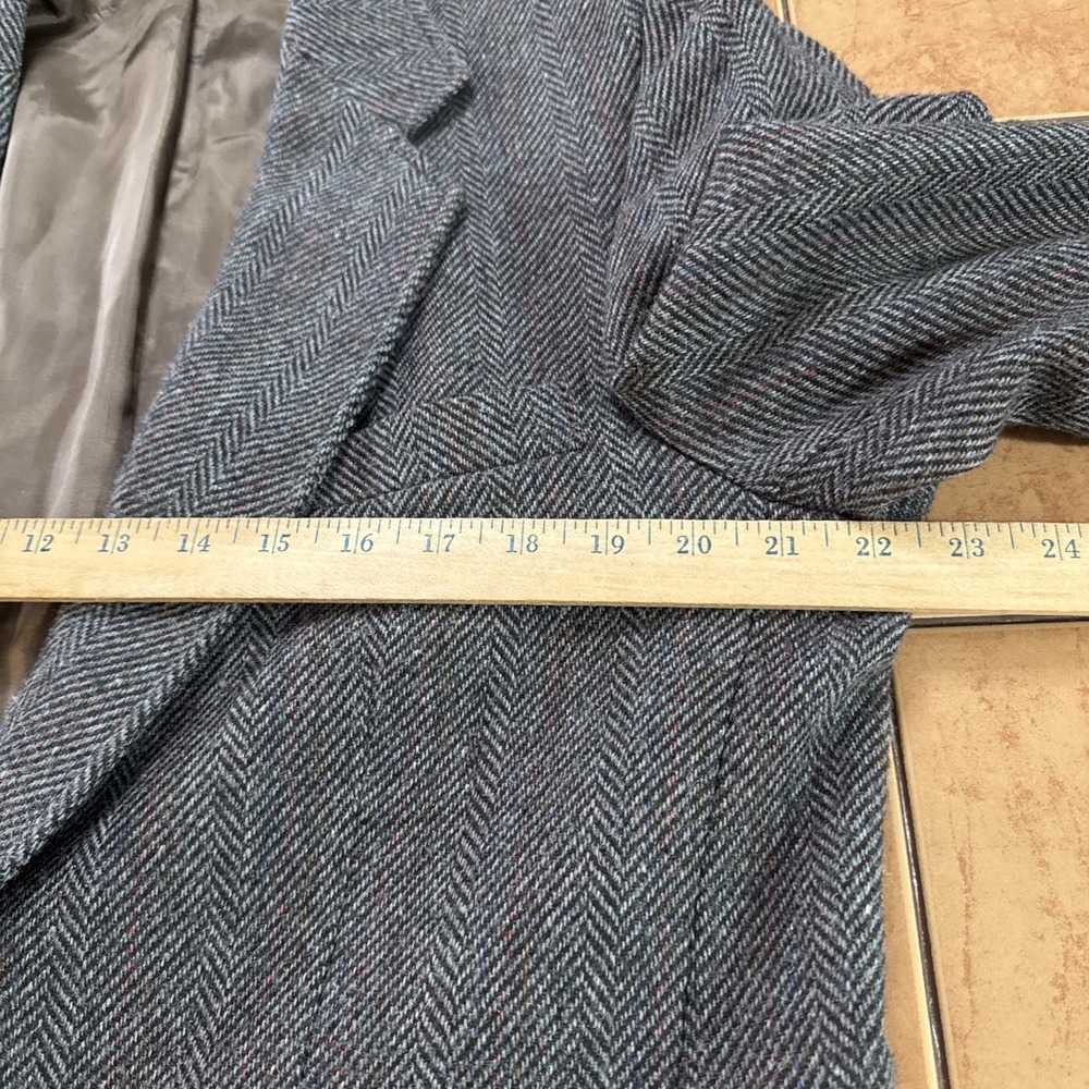 VTG Haggar Mens Gray Donegal Herringbone Tweed Wool Sport Coat Blazer Jacket 42L - Picture 8 of 12